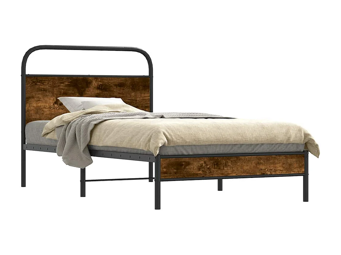 Cadre de lit sans matelas 90x190cm chêne fumé bois d'ingénierie