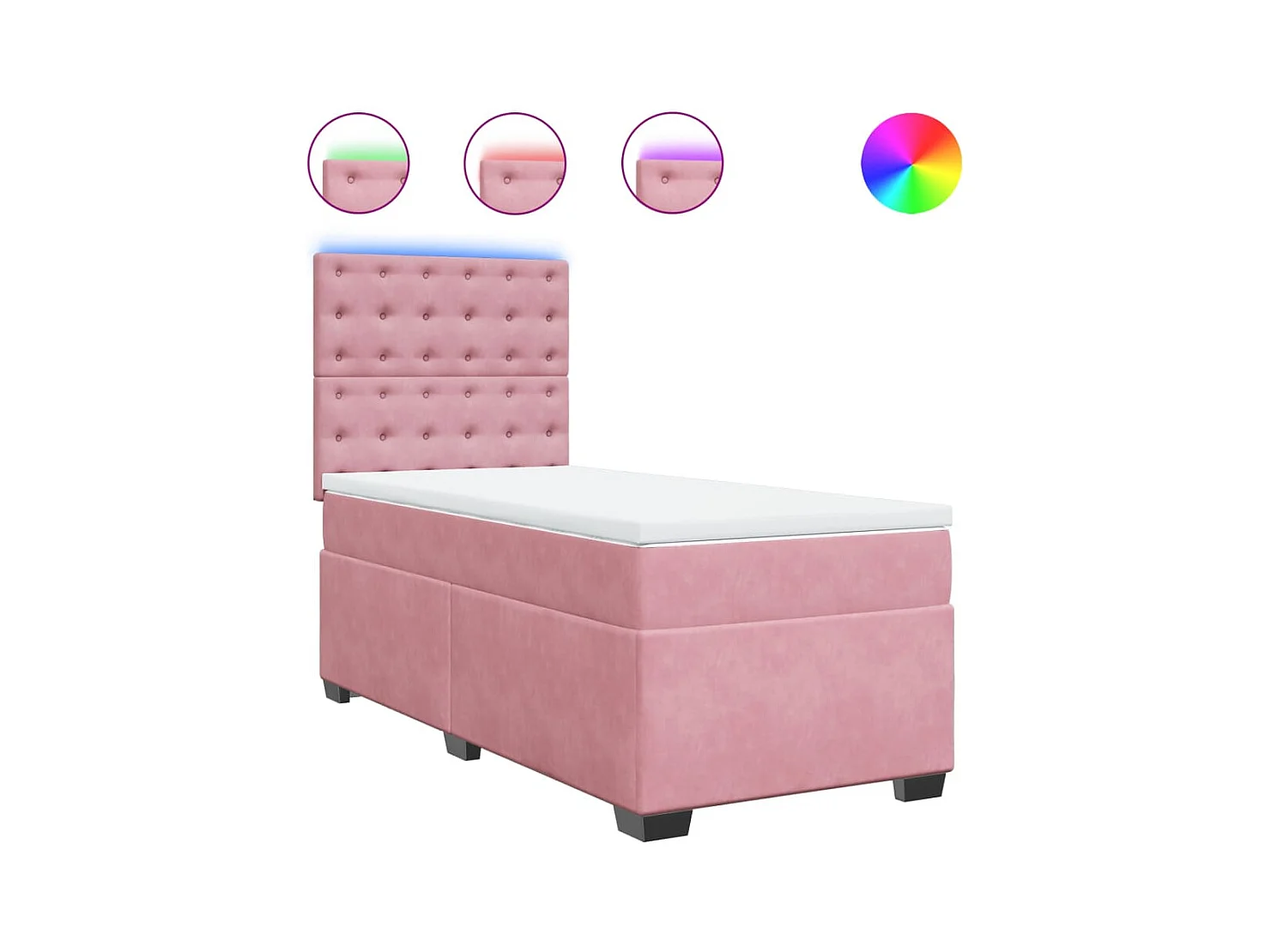 Sommier à lattes de lit avec matelas Rose 90x200 cm Velours