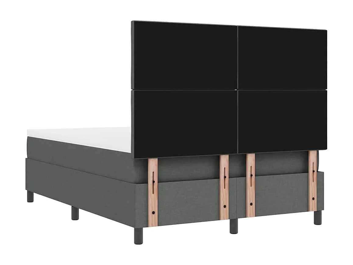Lit à ressorts avec matelas Gris foncé 140 x 190 cm