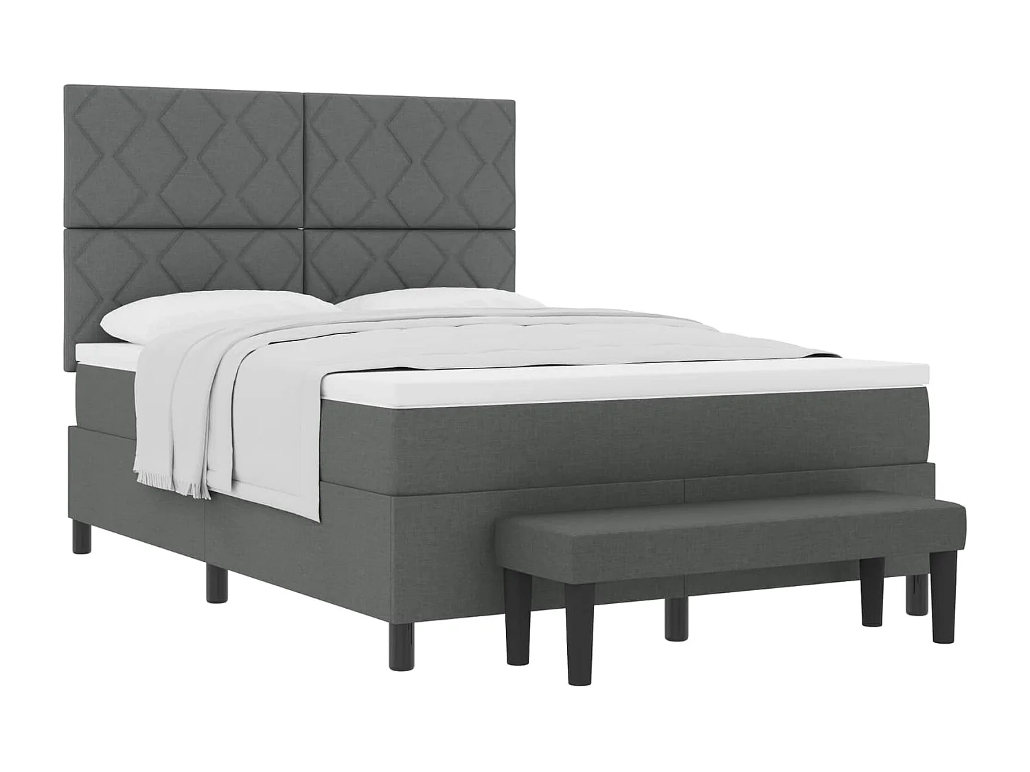 Letto a molle con testiera Grigio scuro 140 x 190 cm Tessuto