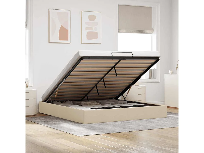 Bedframe zonder matras 160x200 cm stof crèmekleurig