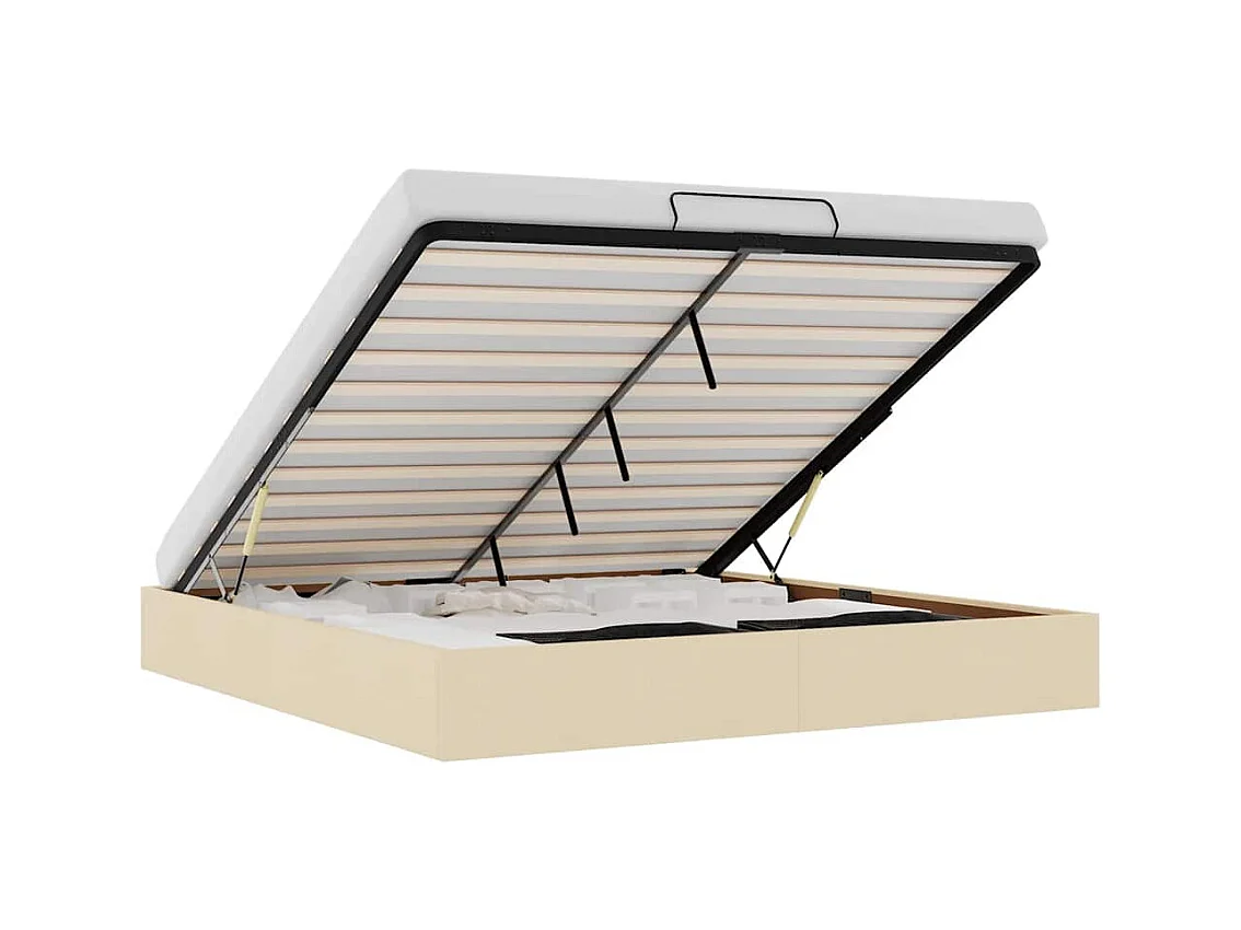 Cadre de lit ottoman sans matelas crème 160x200 cm tissu