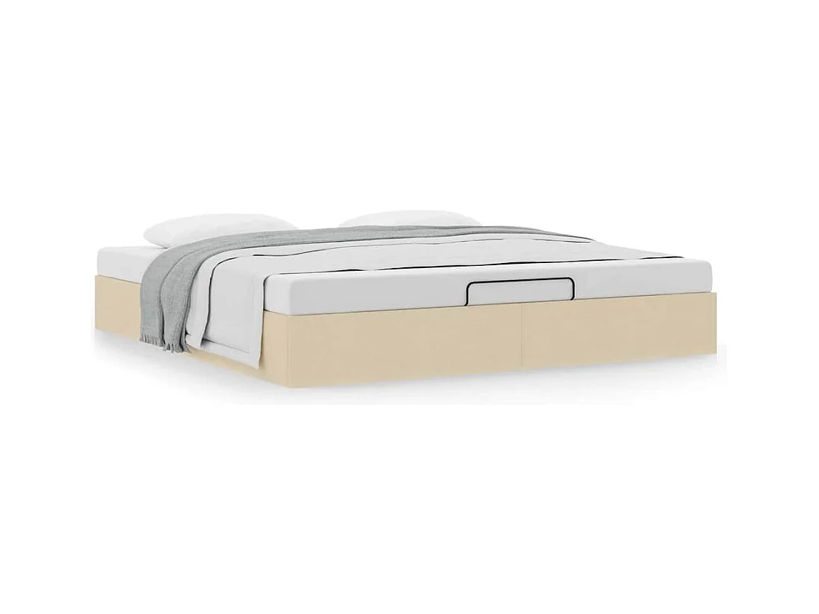 Cadre de lit ottoman sans matelas crème 160x200 cm tissu