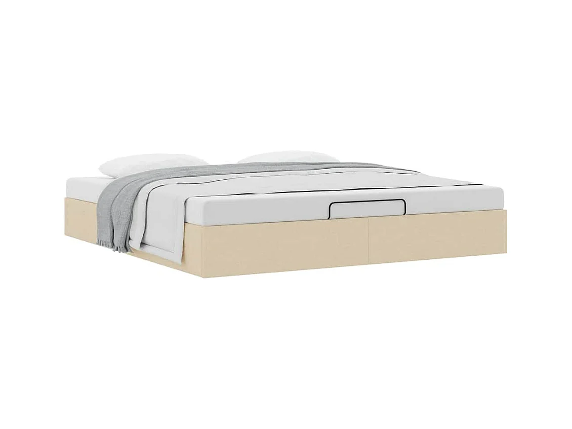 Cadre de lit ottoman sans matelas crème 160x200 cm tissu