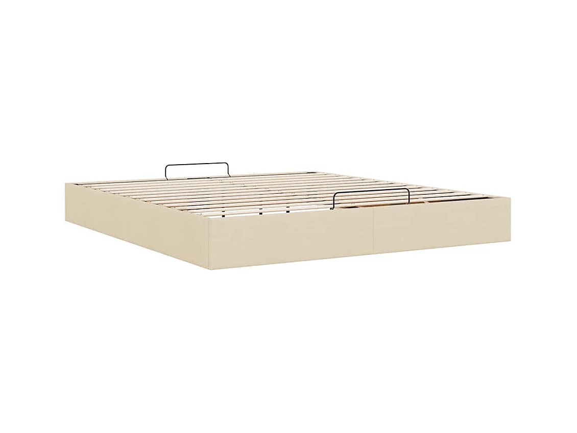 Cadre de lit ottoman sans matelas crème 160x200 cm tissu