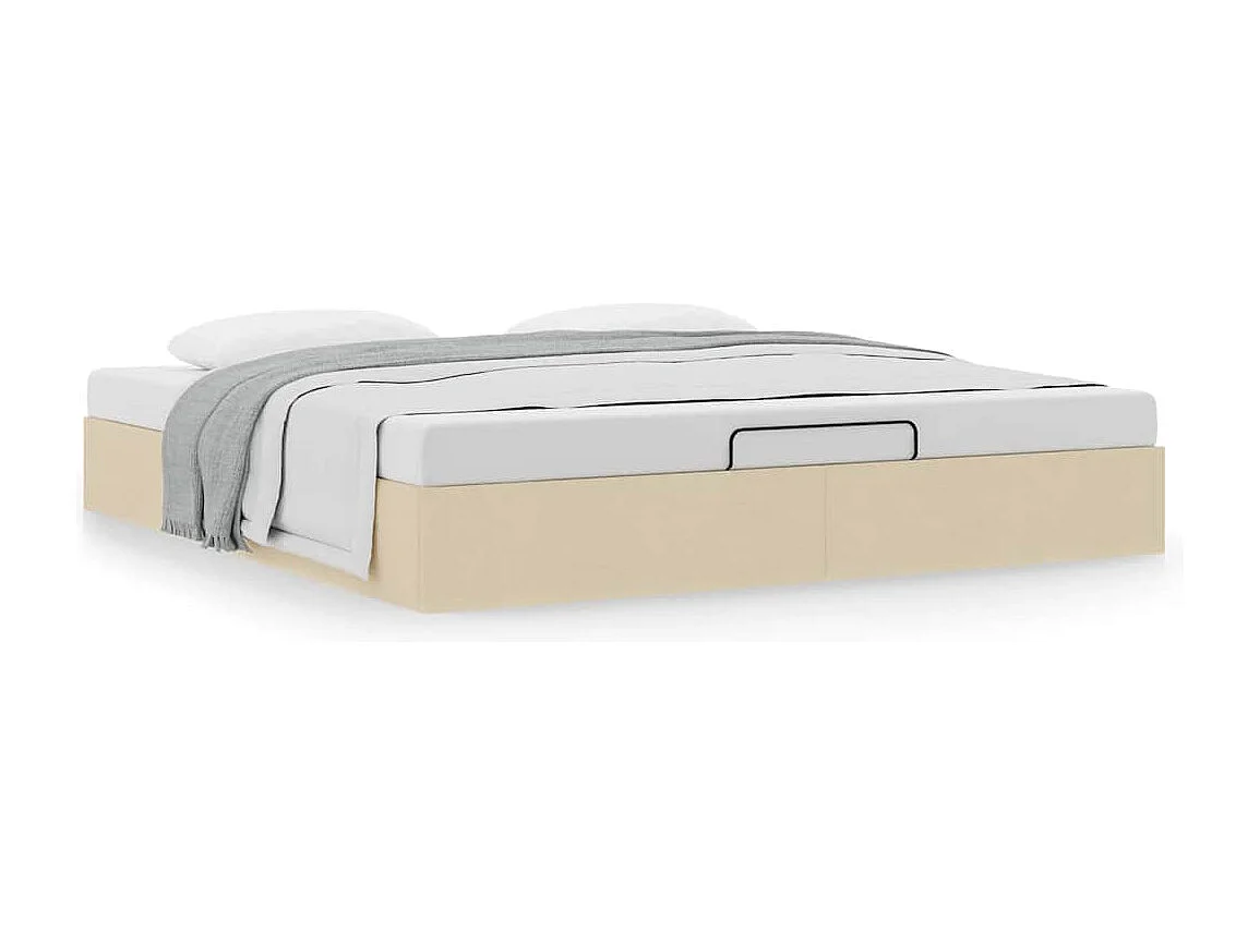 Cadre de lit ottoman sans matelas crème 160x200 cm tissu