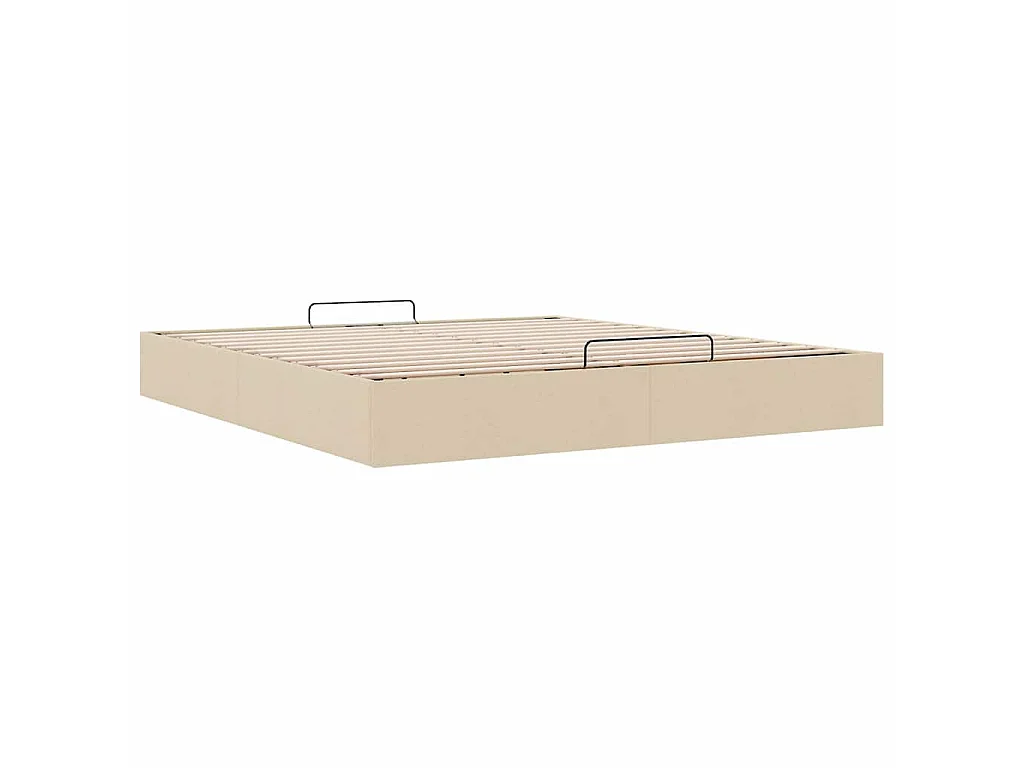 Cadre de lit ottoman sans matelas crème 160x200 cm tissu