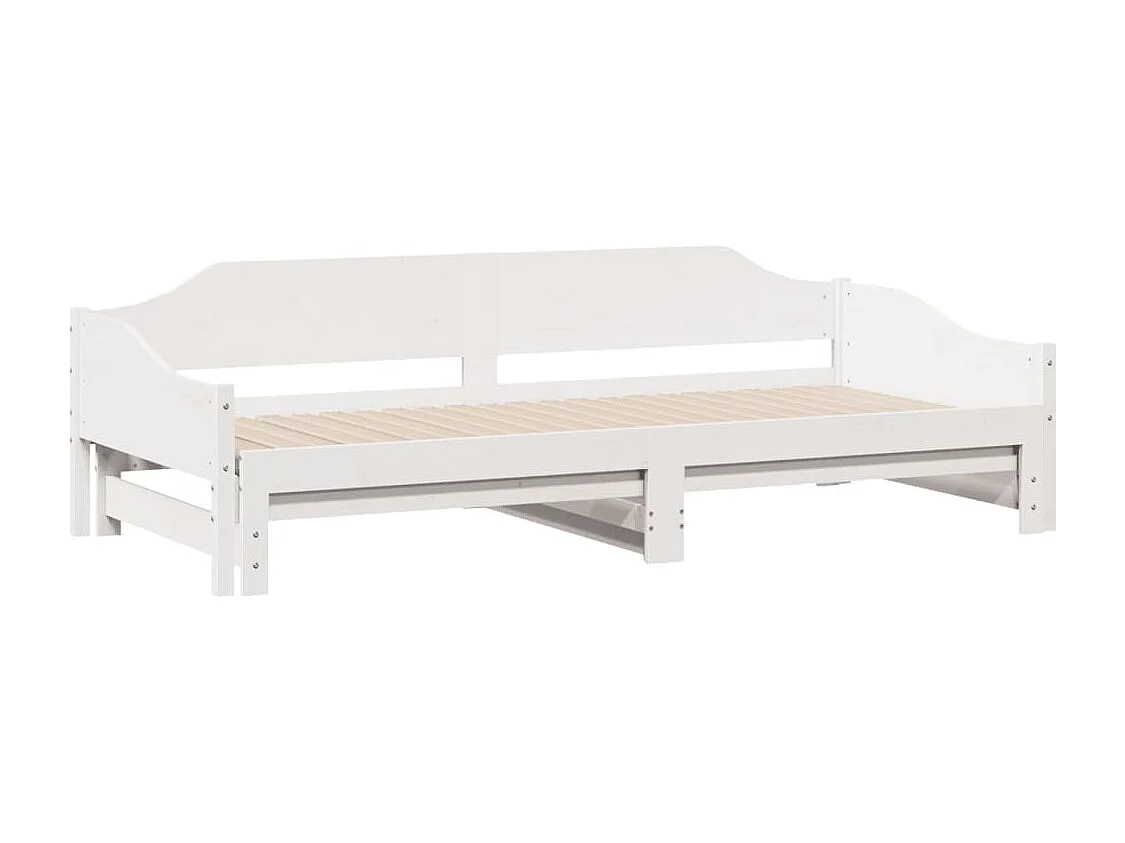 Slaapbank met onderschuifbed 90x190 cm massief grenenhout wit