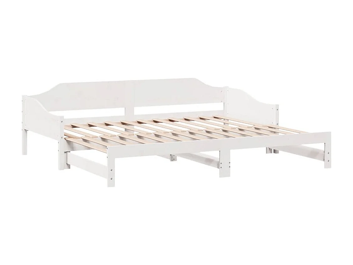 Slaapbank met onderschuifbed 90x190 cm massief grenenhout wit