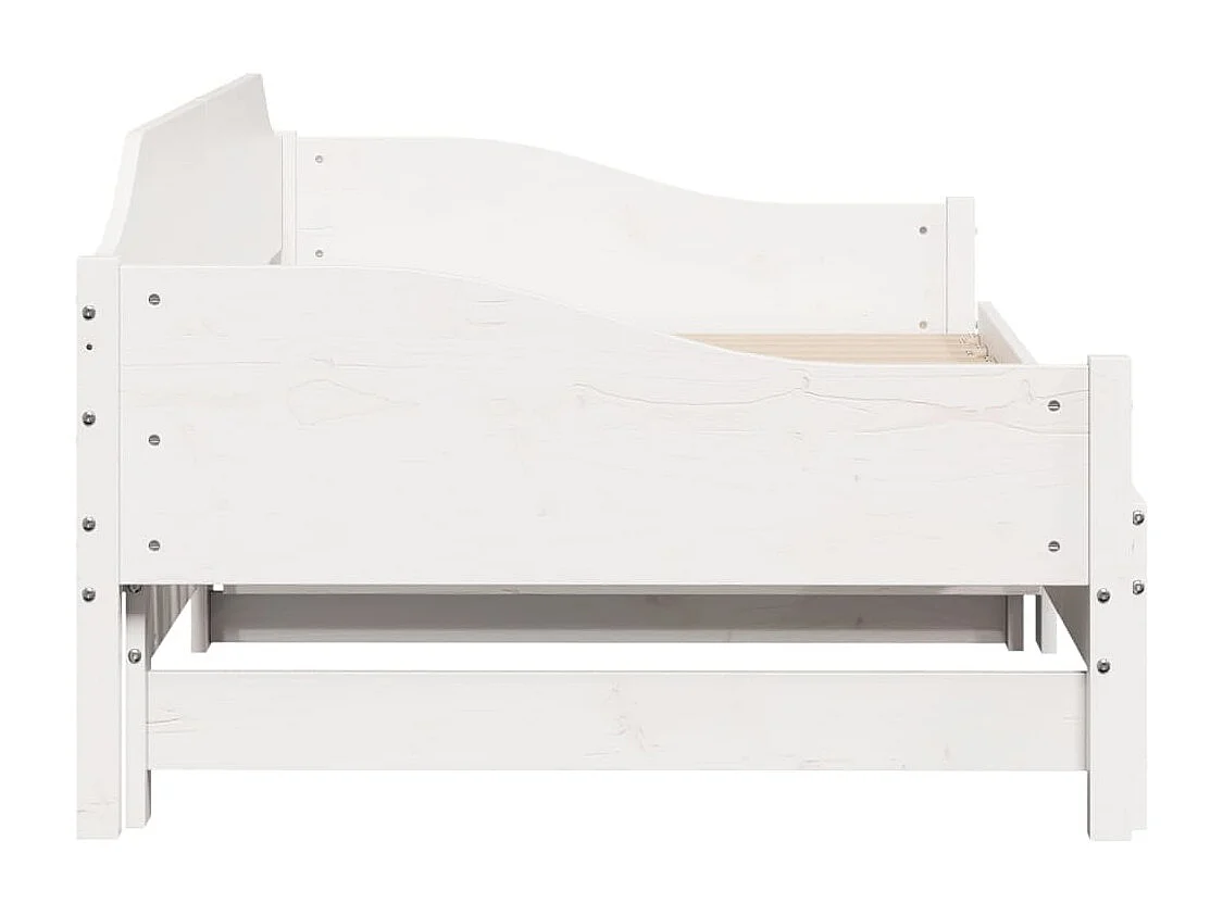 Slaapbank met onderschuifbed 90x190 cm massief grenenhout wit