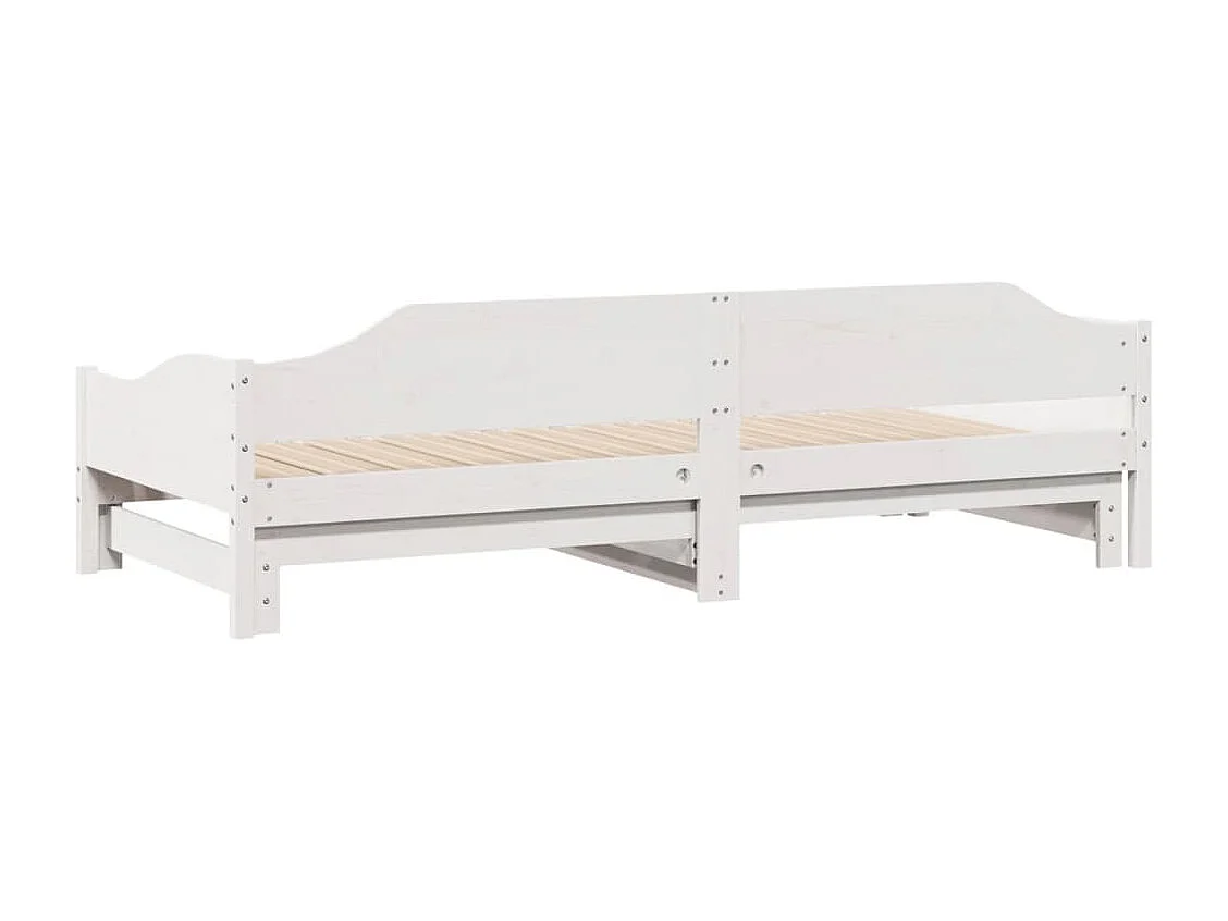 Slaapbank met onderschuifbed 90x190 cm massief grenenhout wit