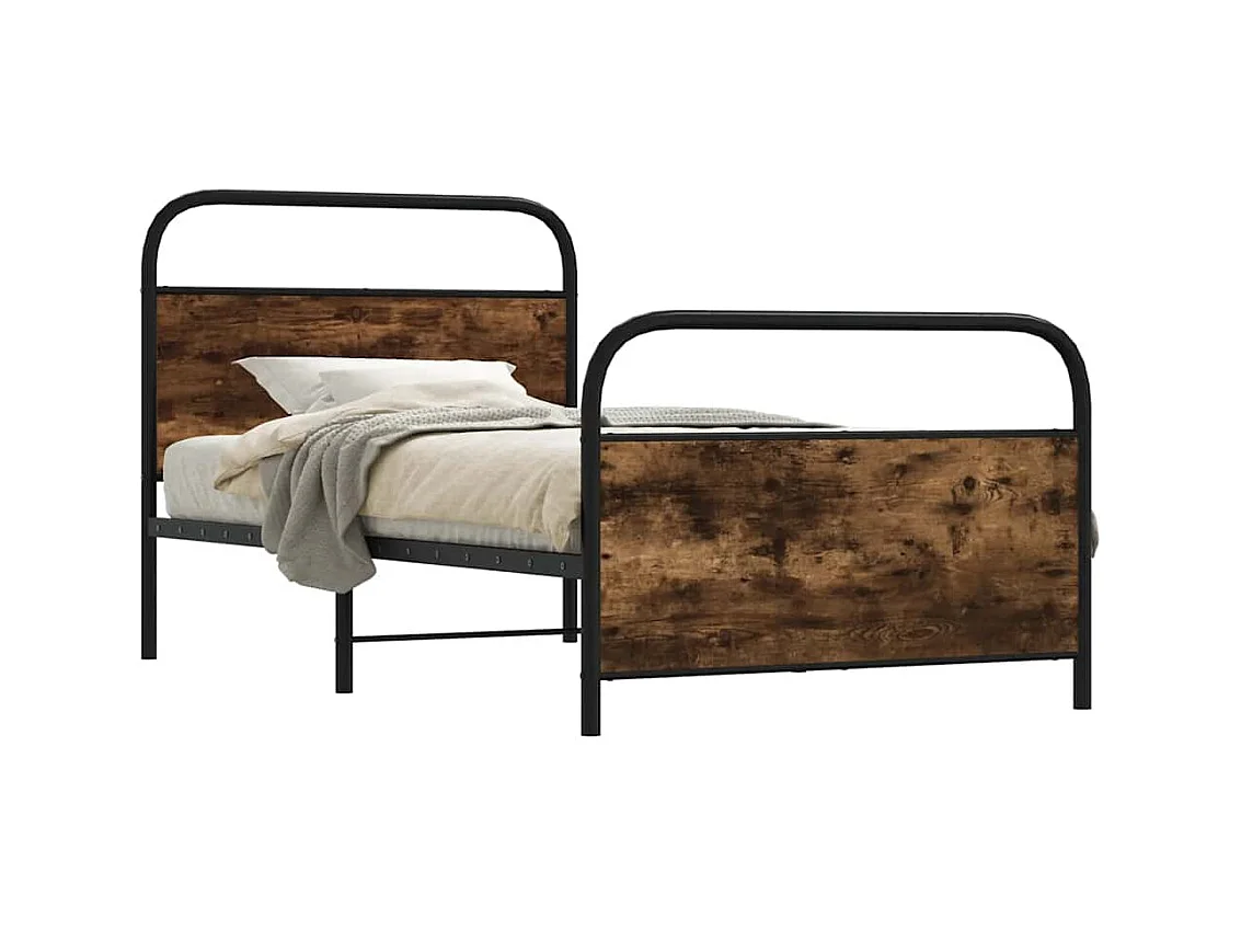 Cadre de lit sans matelas 90x200cm chêne fumé bois d'ingénierie