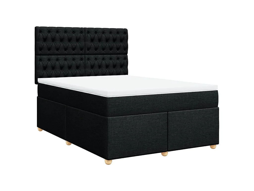 Giroletto a Molle con Materasso Nero 160x200 cm in Tessuto