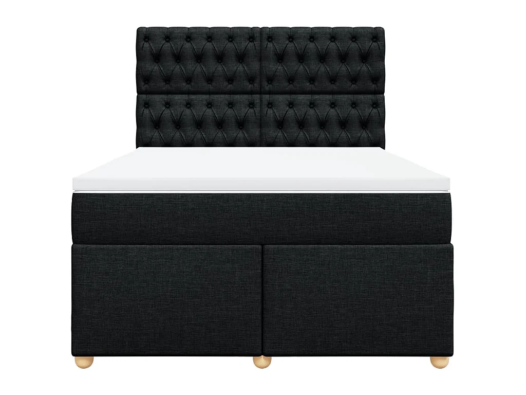 Giroletto a Molle con Materasso Nero 160x200 cm in Tessuto