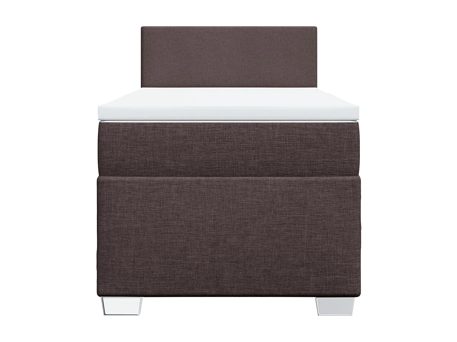 Cama box spring con colchón tela marrón oscuro 90x200 cm