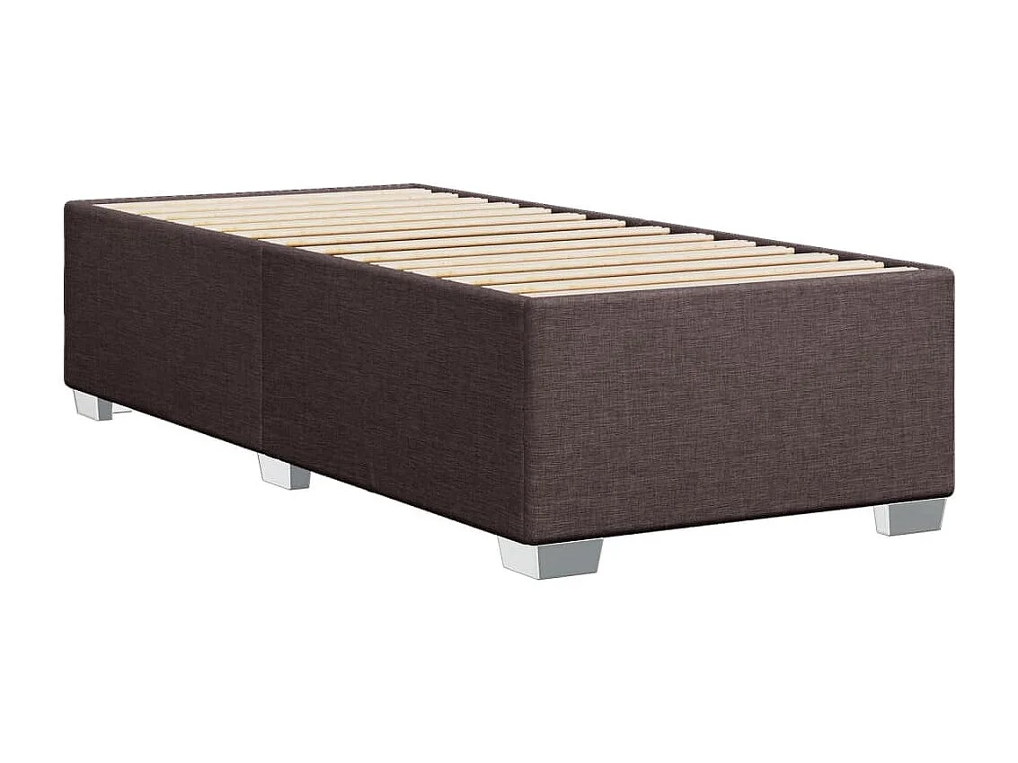Cama box spring con colchón tela marrón oscuro 90x200 cm