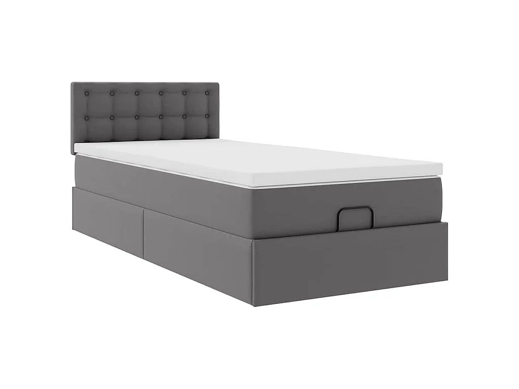 Lit ottoman avec matelas gris 100x200 cm similicuir
