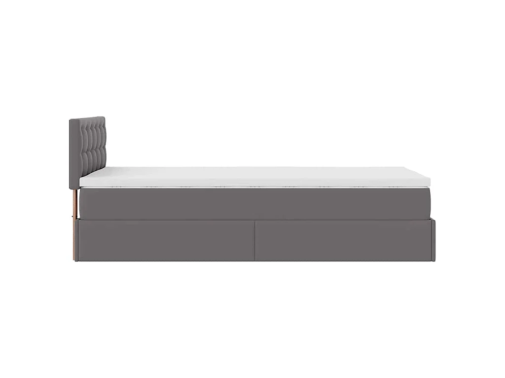 Lit ottoman avec matelas gris 100x200 cm similicuir