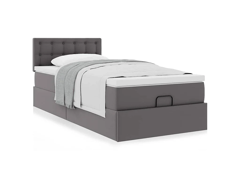 Ottomaanse bed met matras 100x200cm kunstleer grijs