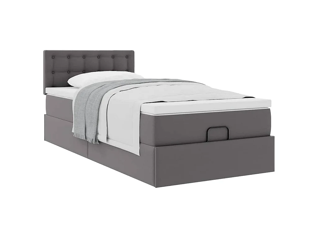 Ottomaanse bed met matras 100x200cm kunstleer grijs