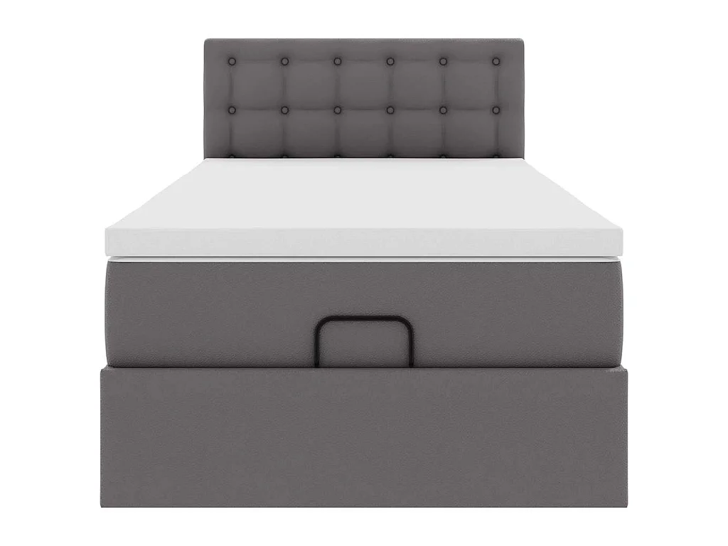 Ottomaanse bed met matras 100x200cm kunstleer grijs