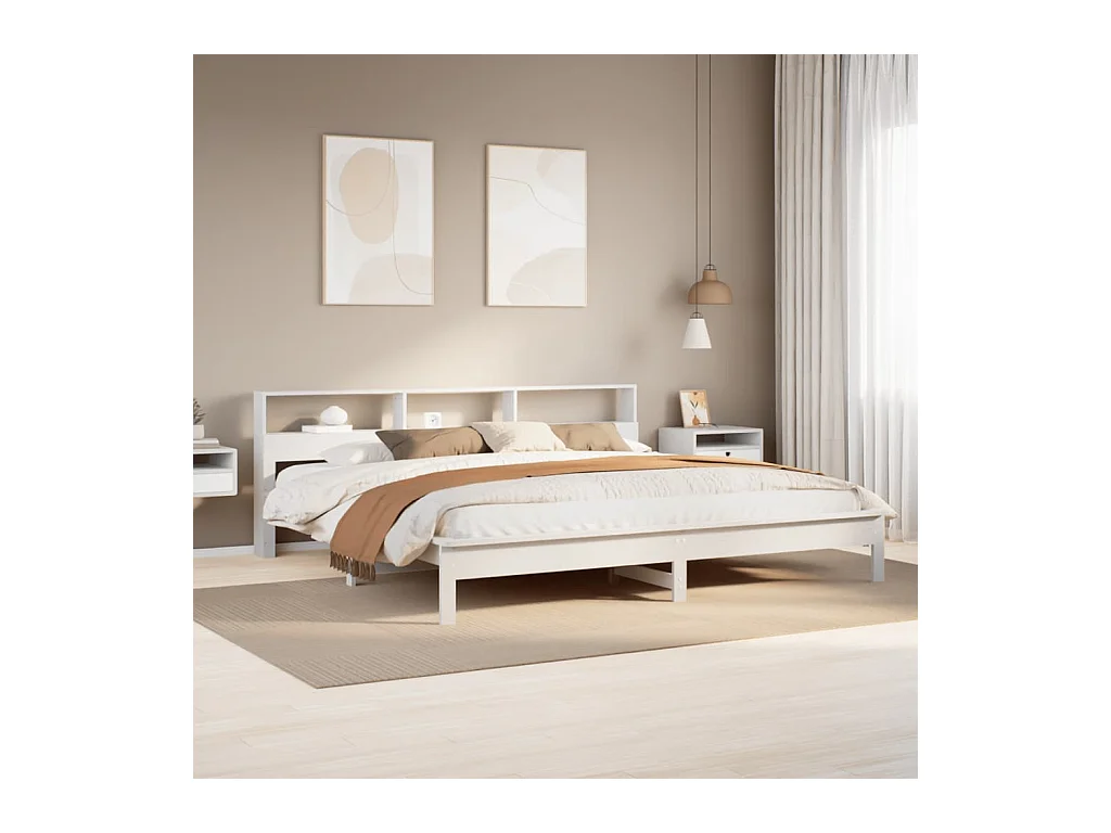 Letto senza Materasso Bianco 180x200 cm Legno Massello di Pino