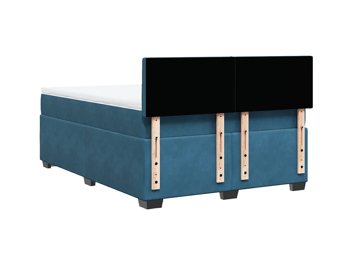 Giroletto a Molle con Materasso Blu 140x200 cm in Velluto