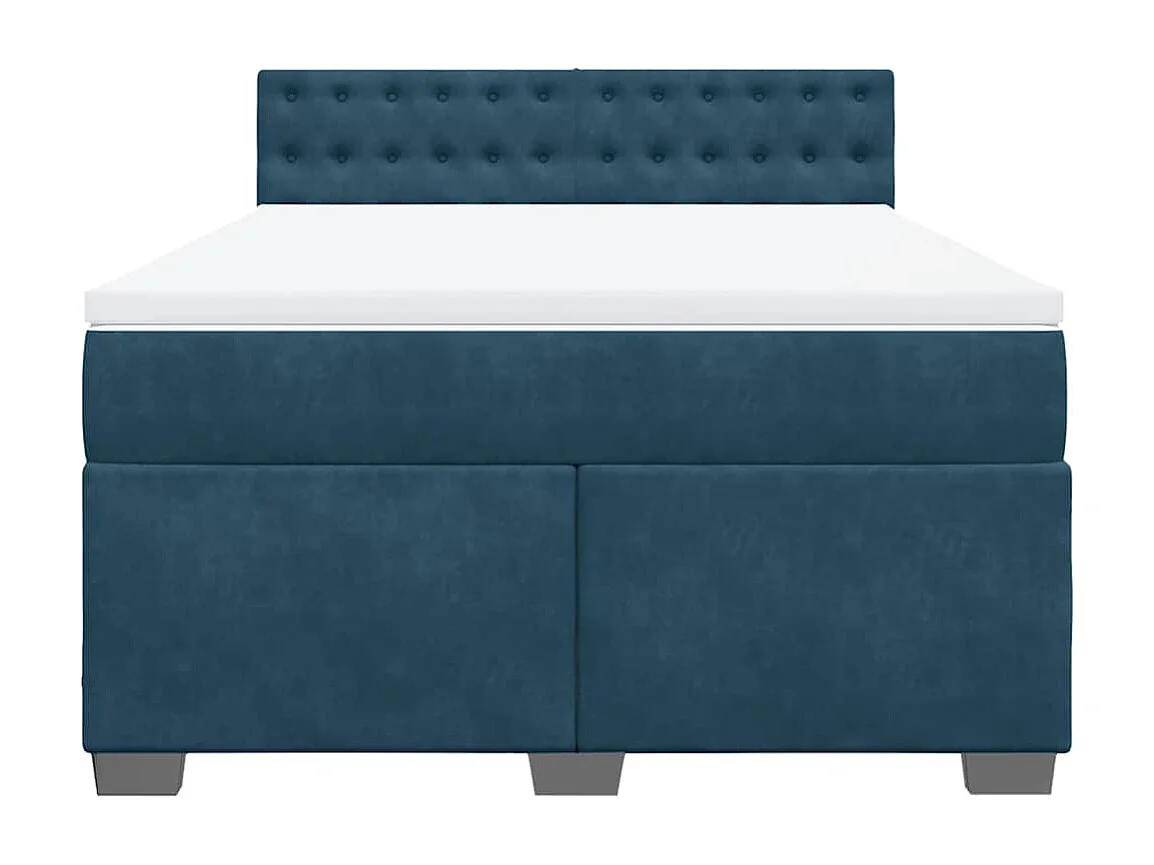 Sommier à lattes de lit et matelas bleu 140x200 cm velours