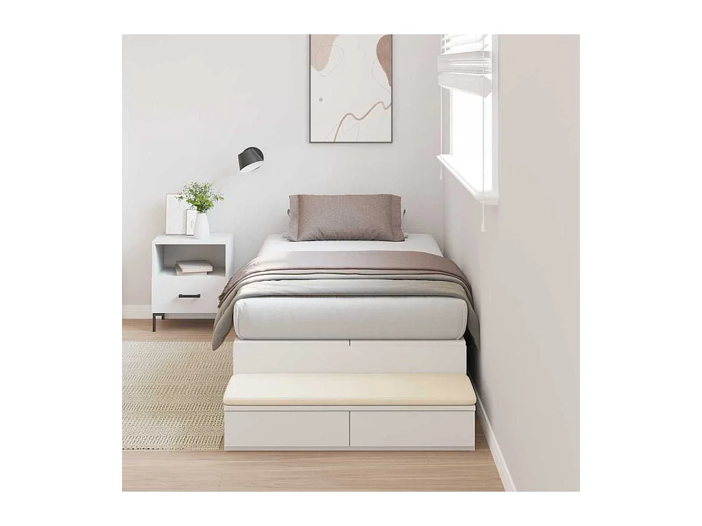 Cadre de lit avec rangement Blanc 226.5 x 90 x 31.5 cm