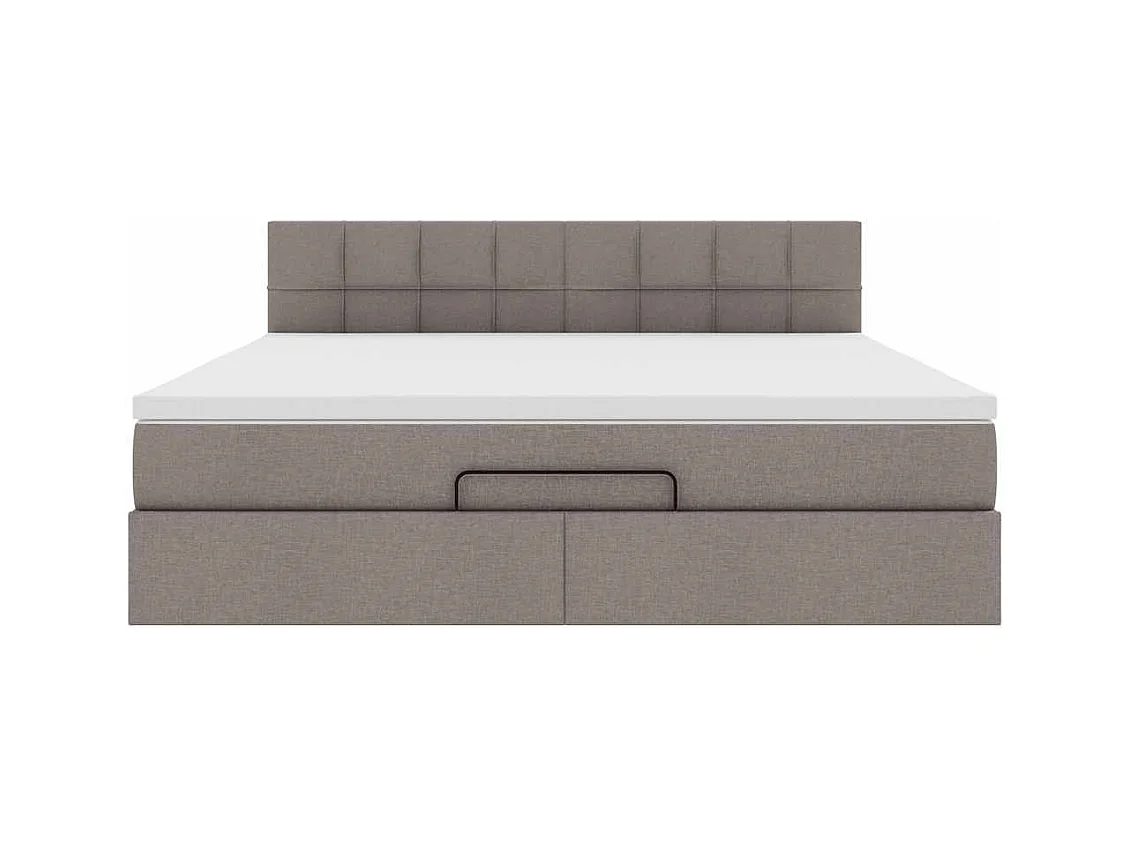 Struttura Letto Pouf con Materasso Tortora 160x200cm in Tessuto