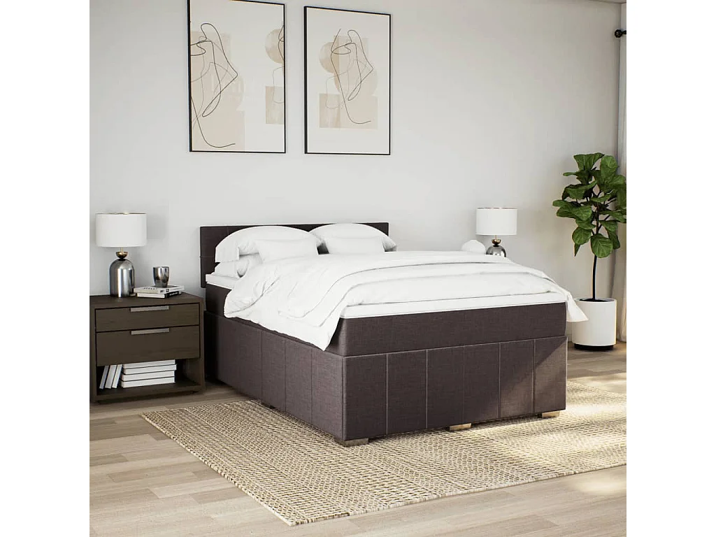 Cama com molas/colchão 140x190 cm tecido castanho-escuro