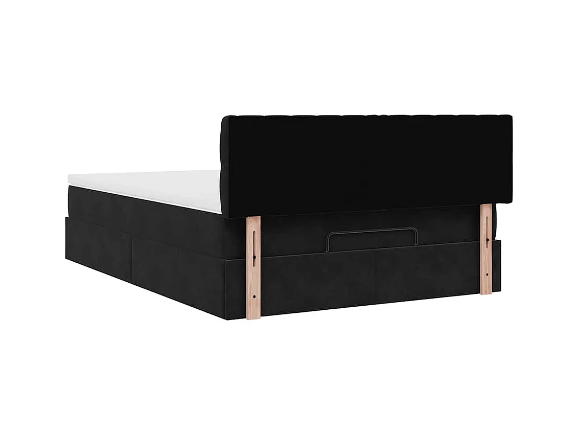 Ottoman-Bett mit Matratze Schwarz 140x190 cm Samt
