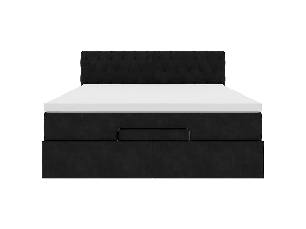 Cadre de lit ottoman avec matelas noir 140x190 cm velours