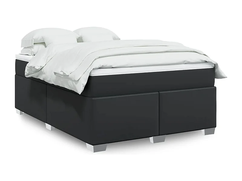 Boxspringbett mit Matratze Schwarz 160x200 cm Kunstleder