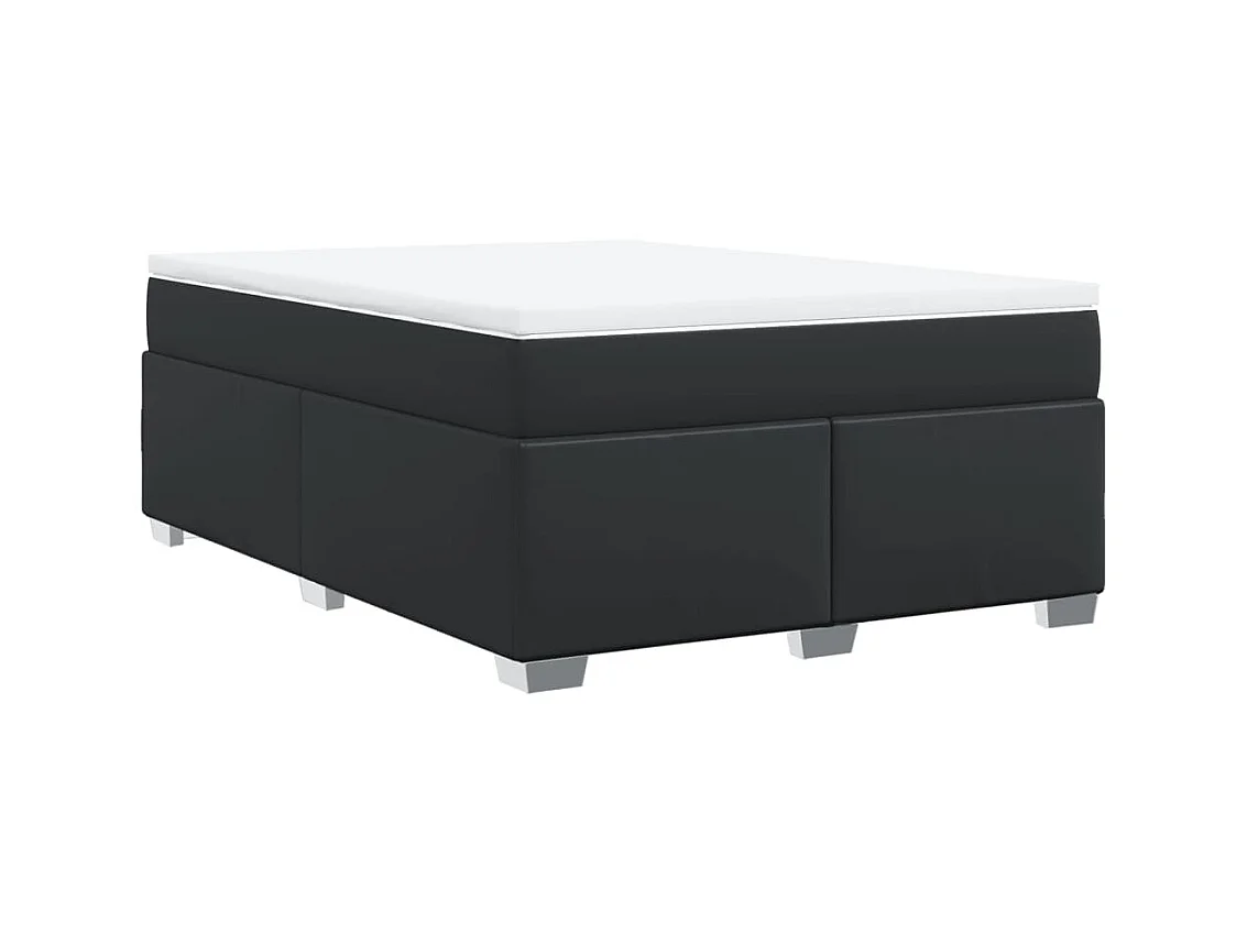 Giroletto a Molle con Materasso Nero 160x200 cm in Similpelle