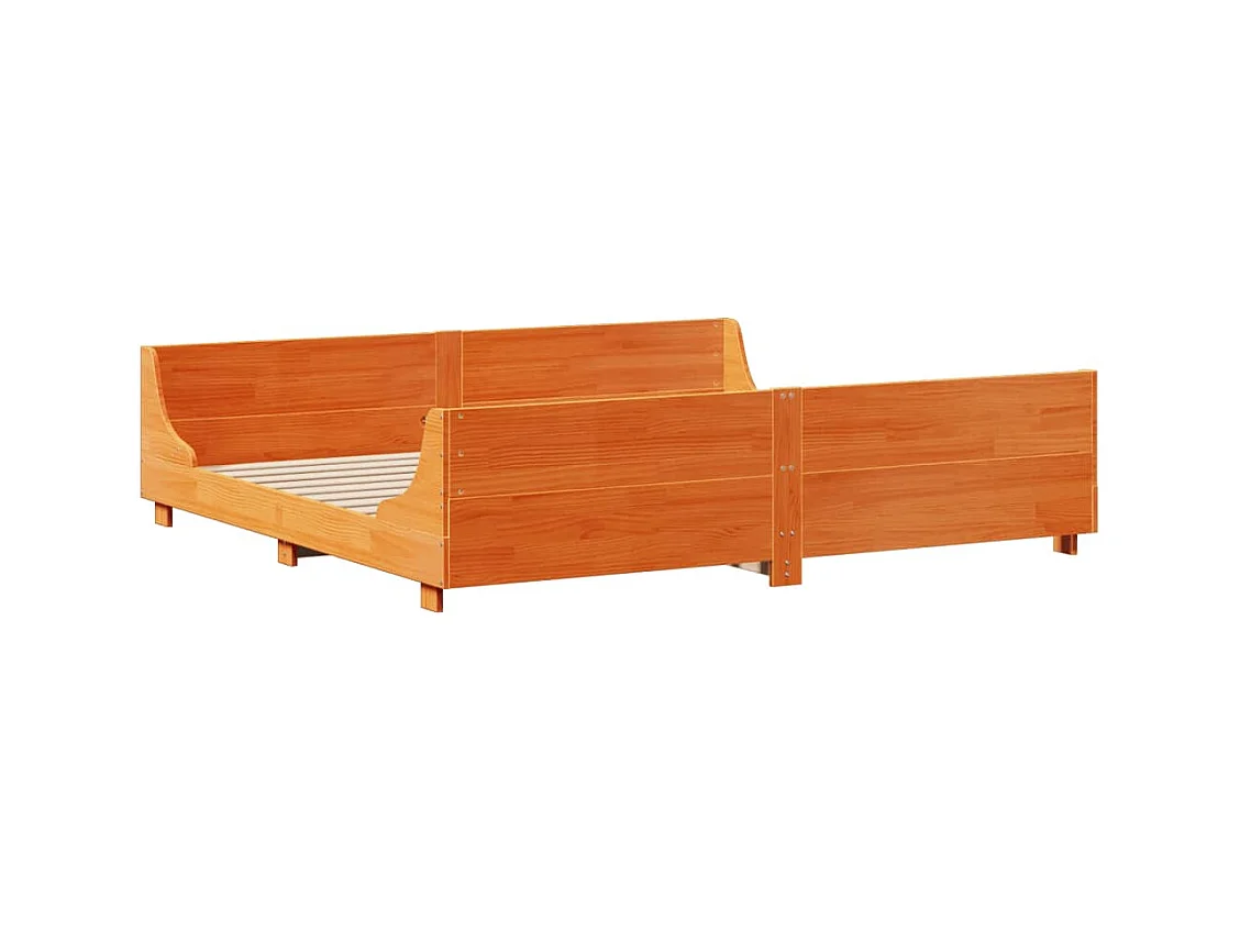 Cadre de lit sans matelas cire marron 180x200cm bois pin massif