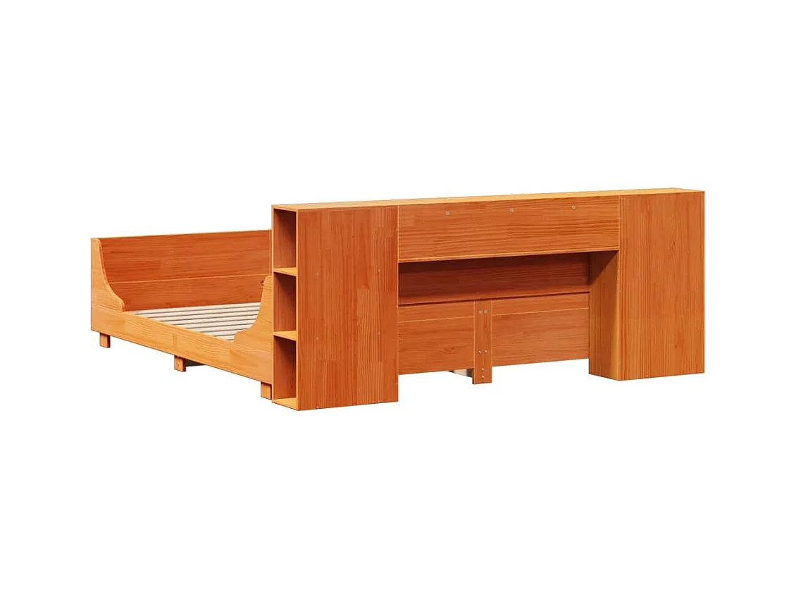 Cadre de lit sans matelas cire marron 180x200cm bois pin massif