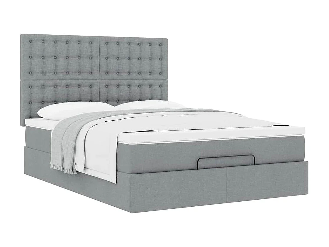 Ottoman bed met matras 140x190cm stof lichtgrijs