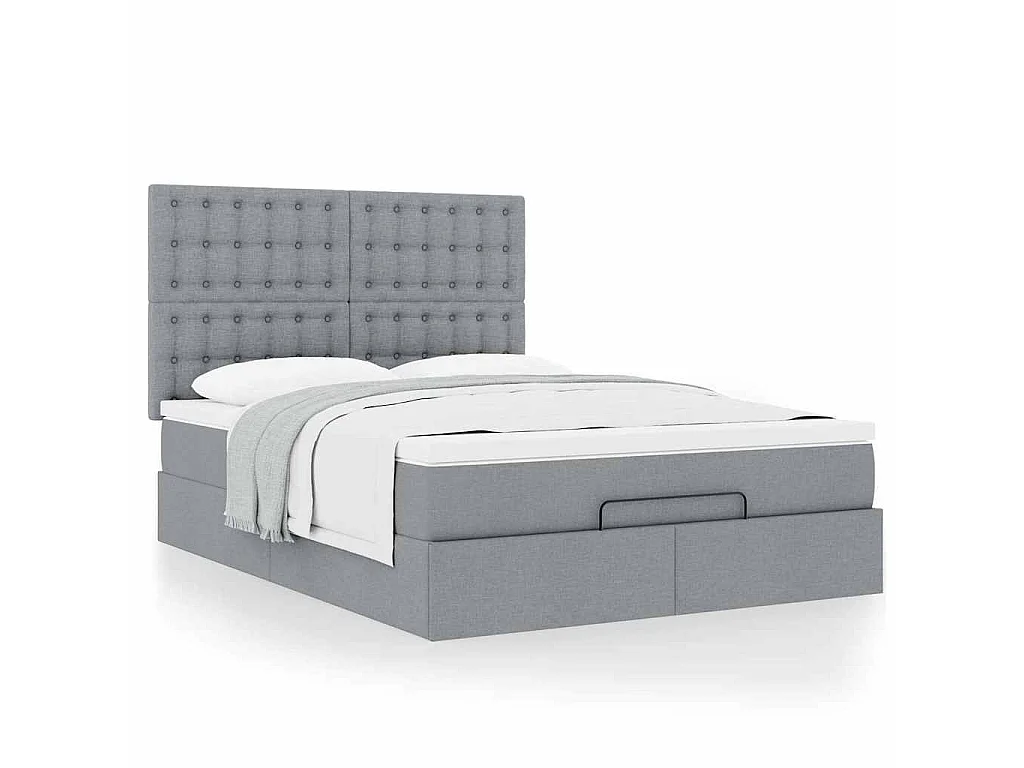 Ottoman bed met matras 140x190cm stof lichtgrijs