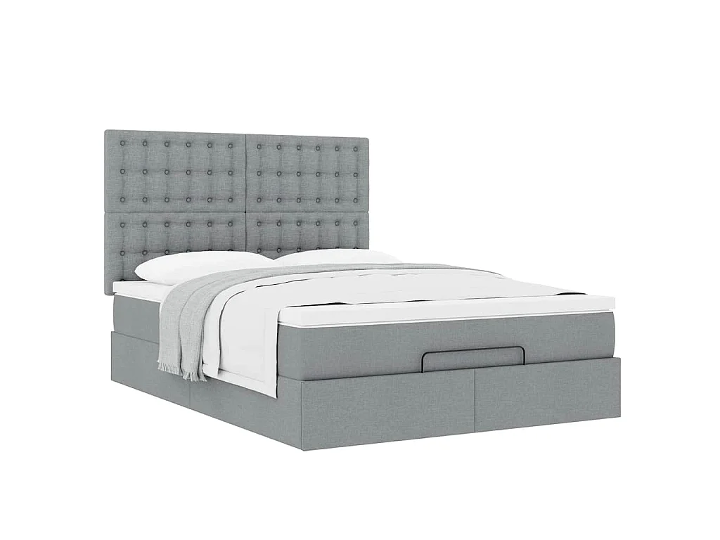 Ottoman bed met matras 140x190cm stof lichtgrijs