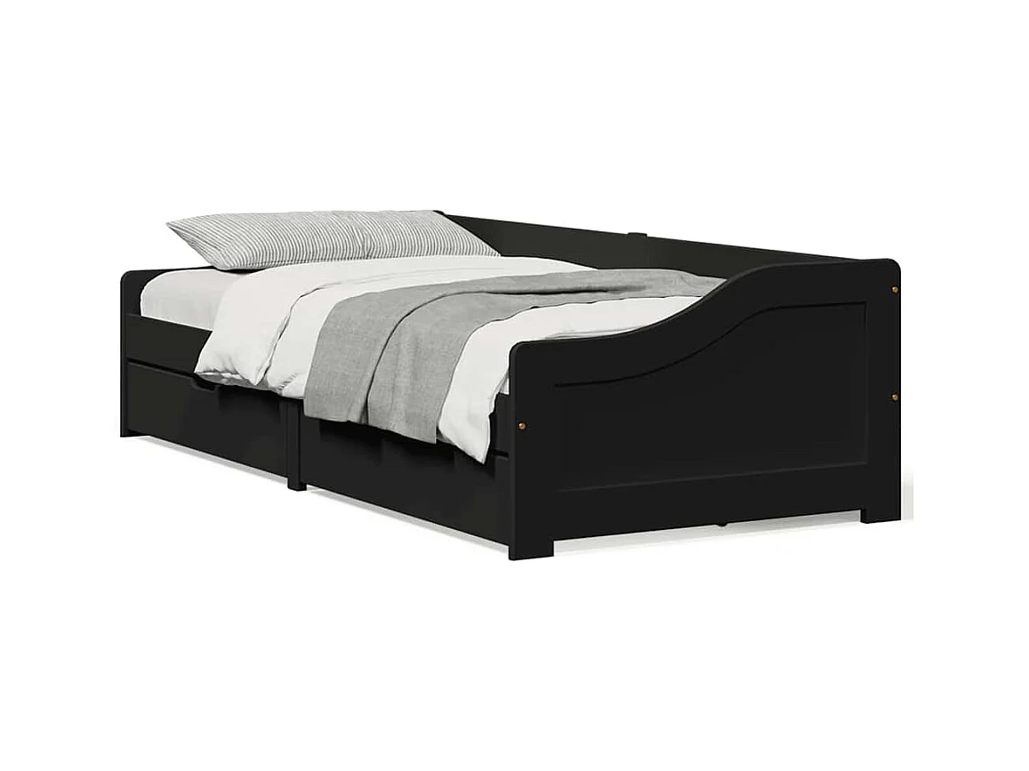 Lit de jour avec 2 tiroirs sans matelas IRUN noir 90x200 cm