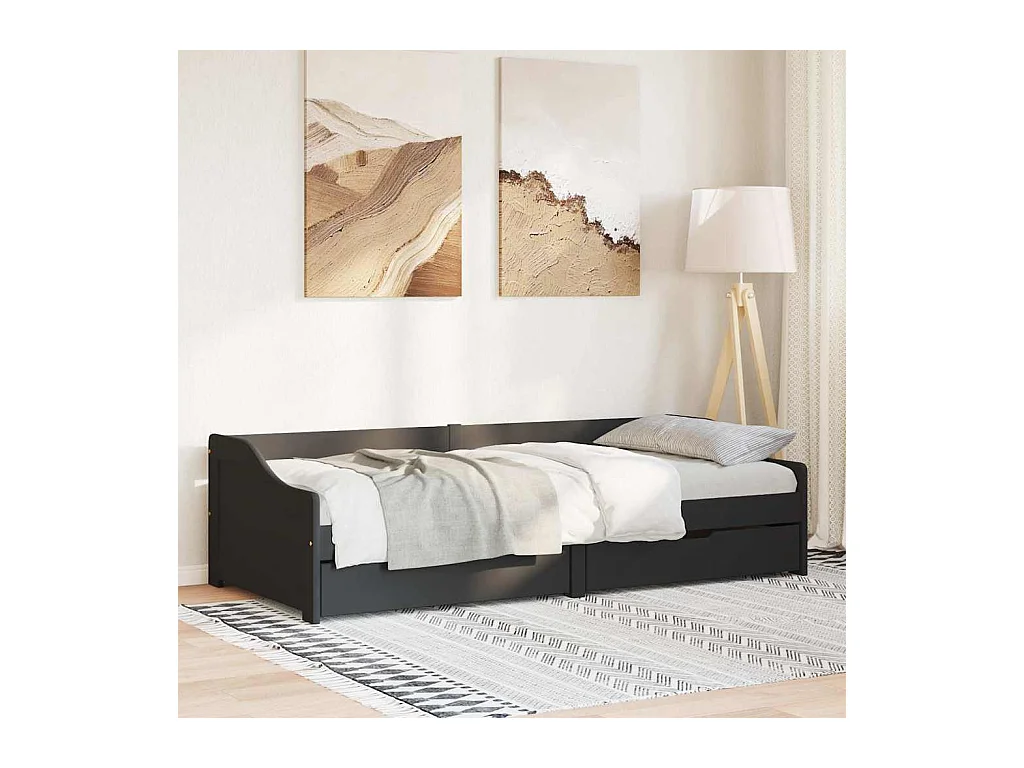 Lit de jour avec 2 tiroirs sans matelas IRUN noir 90x200 cm