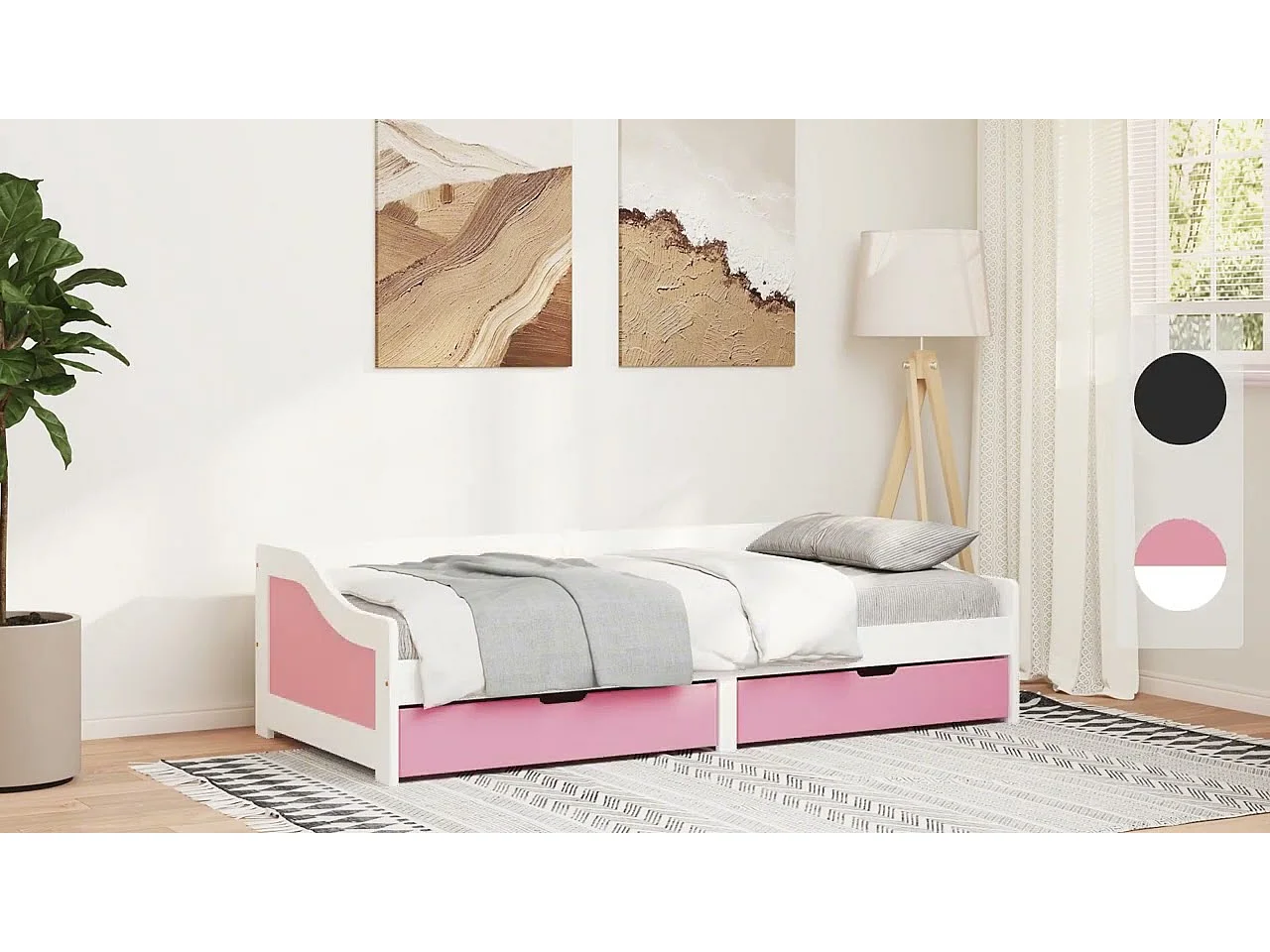 Lit de jour avec 2 tiroirs sans matelas IRUN noir 90x200 cm