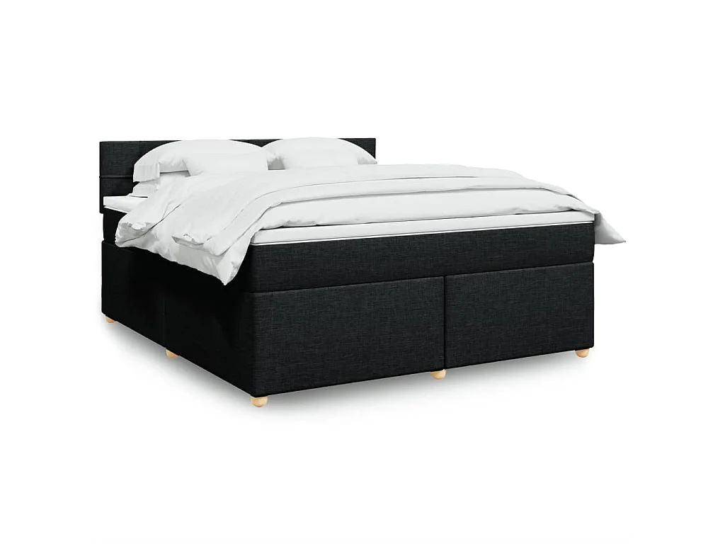 Boxspring met matras stof zwart 180x200 cm