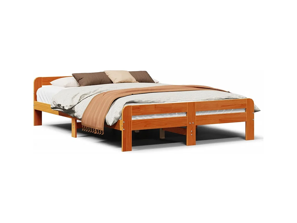 Cadre de lit sans matelas cire marron 160x200cm bois pin massif