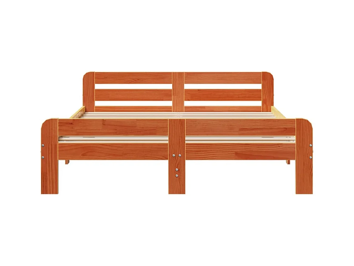 Cadre de lit sans matelas cire marron 160x200cm bois pin massif