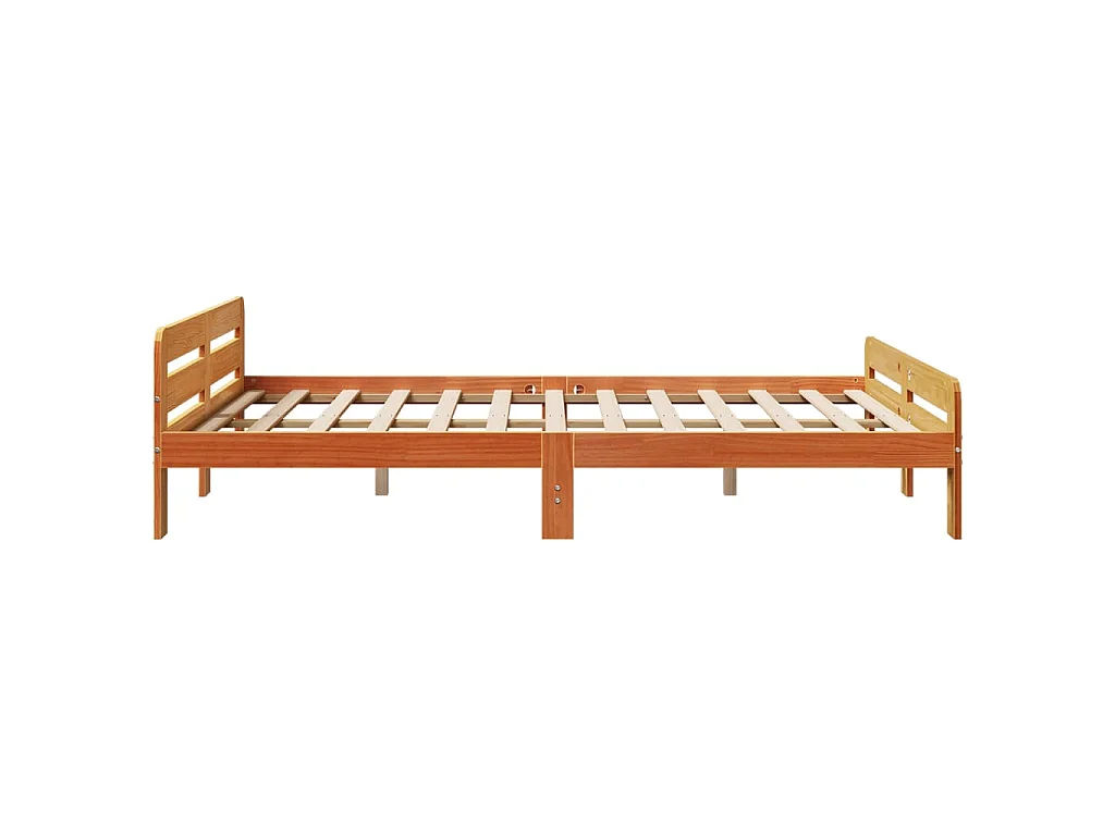 Bedframe zonder matras massief grenenhout wasbruin 160x200 cm