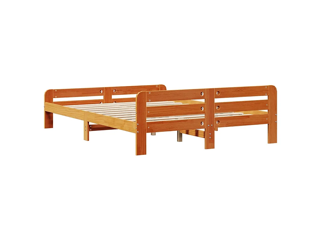 Bedframe zonder matras massief grenenhout wasbruin 160x200 cm