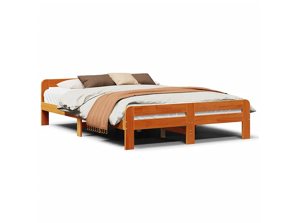 Bedframe zonder matras massief grenenhout wasbruin 160x200 cm
