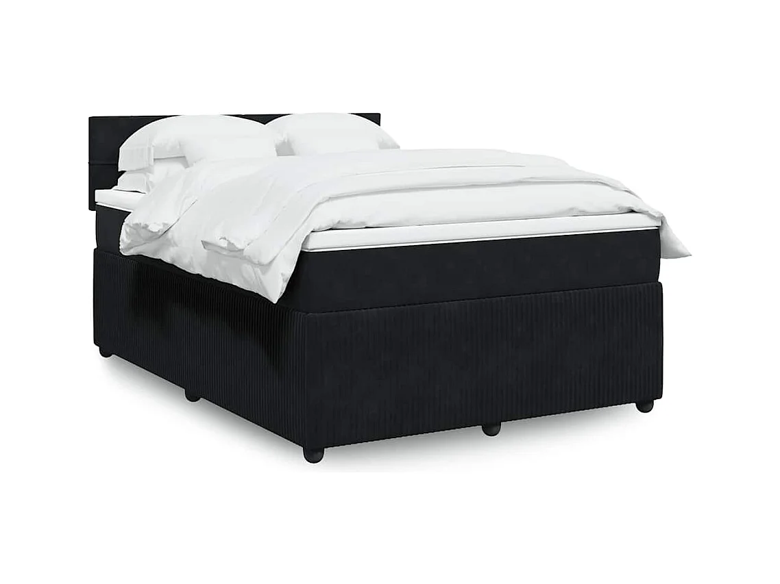 Giroletto a Molle con Materasso Nero 140x190 cm in Velluto